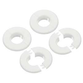 PATIKIL Wall Split Flange 1.5" (37mm), 4 Pcs Round Detachable Escutcheon Plate Buckles Water Pipe Cover for Kitchen Bathroom Air Conditioner Arm Pipe Faucet Decoration, White