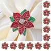 Christmas Napkin Rings Set of 12,Poinsettia Flower Napkin Rings Christmas