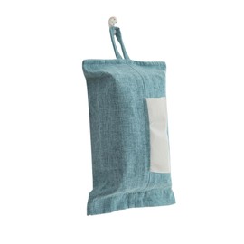 NISYOCIY Tissue Box Cover, Hanging Tissue Holder Decorative Used ‌Flexibly, Linen Design Rectangle Tissue Box Cover for Your Home, Office or Car, Blue