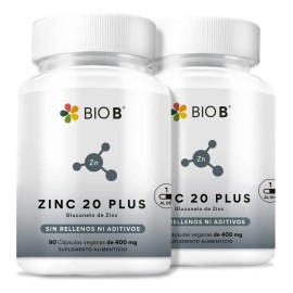 BIO B ǀ 2 Pack Zinc 20 Plus ǀ 90 Cápsulas Veganas