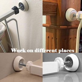 VMAISI 12MM 4 Pack Baby Extender Extension-Child Safety Pressure Mounted Baby Gate Threaded Spindle Rods Replacement Parts Bundle with Wall Protector for Stairs Cup Guard (White, 12MM)