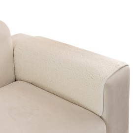MELLYKORAN Couch Arm Covers Sherpa Fleece Chair Armrest Cover Sectional Sofa Slipcovers Non Slip Soft Furniture Protector Washable for 3 Cushion Couch Sofa Pet Dogs L Shape (Off White, 28"x28")