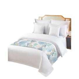 Blue Teal Coral Bed Runners for Queen Size Bed, Bed Throws for Foot of Bed, Summer Beach Starfish Coastal Modern Geometric Bed Runner Sofa Throw Bedding Scarf Protector Slipcover for Bedroom