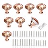 JUXYES 8 Pack 40mm Glass Crystal Cabinet Handles Knobs, Rose