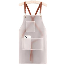 YCYUYK Unisex Transparent PVC Waterproof Apron, Dishes Washing Kitchen Cooking, Clear White