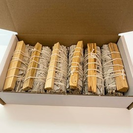 VIE Sage Smudge Stick, White Sage and Palo Santo 4", Pack of 6