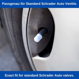 10 x Hard Plastic Valve Caps in White, for Car Tyres with Schrader Valve, O Seal, Car Protective Caps, Tyre Valve Cover Car, Air Valve Caps, Car Valve Caps, Valve Protector