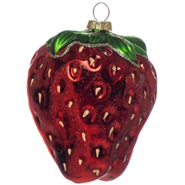 2 Count Glass Strawberry Christmas Ornaments for Christmas Tree