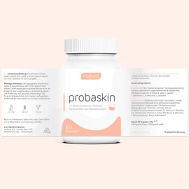 Nupure Probaskin Biotin, Zinc and Selenium for Healthy Skin - 60 Capsules in a 2 Capsule System - 6 Special Bacterial Cultures