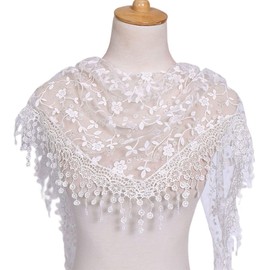 MAIRY Mantilla Catholic Women's Lace Scarf Veil Headscarf Stole Black White for Church Mass Latin Chapel Bride Mourning, De138002