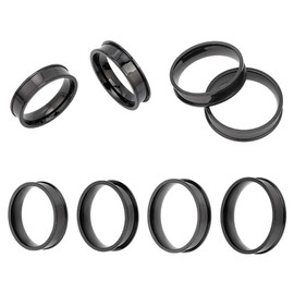 HOBBIESAY 4Pcs Black Ring Blanks 20-23mm Stainless Steel Grooved Rings Blank Core Ring Round Empty Ring Inlay Finger Rings for Jewelry Making Man Women Gift DIY Craft