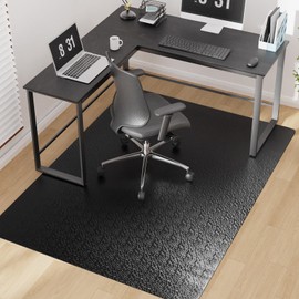 Mymeely Office Chair Mat for Hardwood Floor, 60"x75" Black Computer Gaming Rolling Desk Chair Mat for Tile Floor, Anti-Slip Floor Protector for Home Office