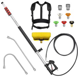 LidoDola 24FT Telescoping Pressure Washer Wand Kit - Extension Pole, Gutter Cleaner, Brush & 5 Nozzles for Roof, Deck, Vehicle, Sidings