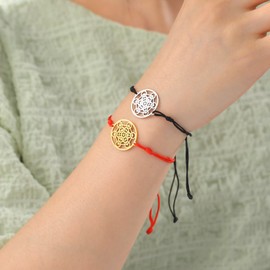 Amaxer Metatrons Cube Bracelet for Women Archangel Metatron Protection Statement Hollowed Stainless Steel Pendant Charm Adjustable Rope Bracelet for Unisex, Metal