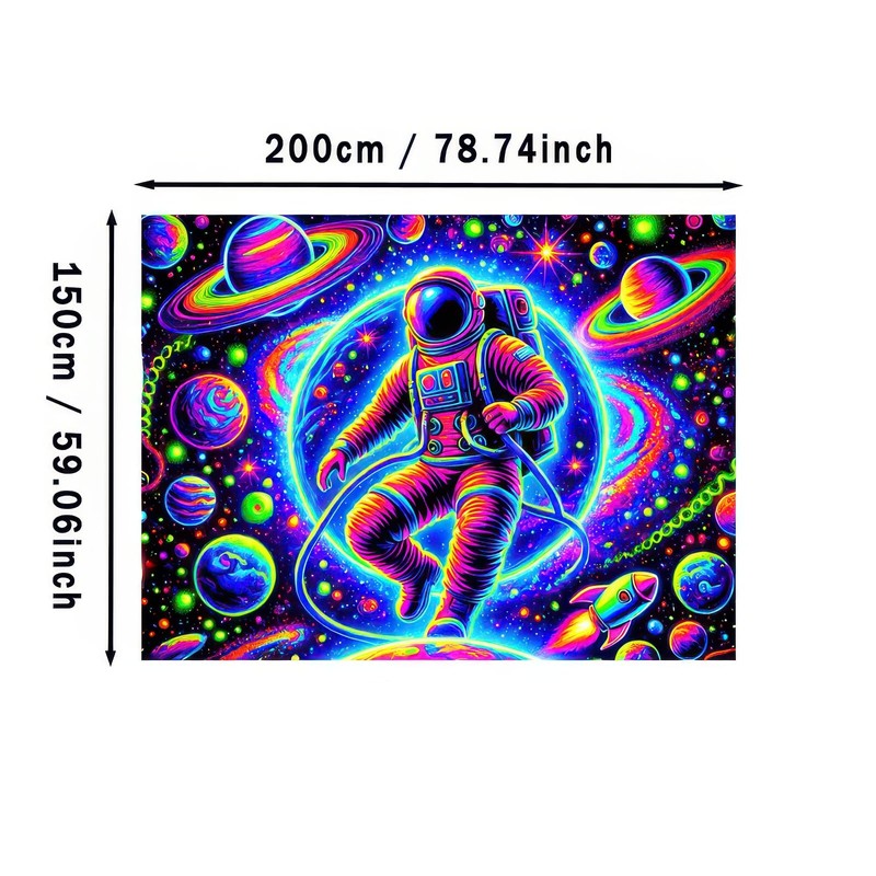 BlissYard Blacklight Tapestry Astronaut Black Light Hanging Backdrop Glow in