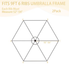 Goodgoods 9ft Patio Umbrella Replacement Canopy Market Umbrella Top Outdoor Umbrella Canopy for 6 Ribs(only Canopy) Red (2pcs/package)