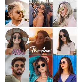 Pro Acme Small Square Sunglasses for Women Men 100% Real Glass Lens Hexagonal Frame (C9 | Black | Grey, NEW-54)