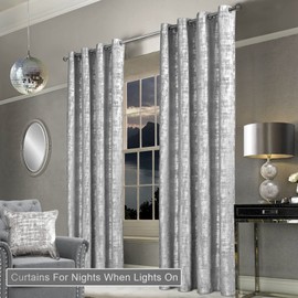 Light Silver Gray Velvet Curtains 96 Inches Long for Living Room 2 Panel Set Shimmer Glitter Shiny Abstract Textured High End Chic Luxurious Fancy Decorative Curtain for Bedroom 52x96 Inch Length