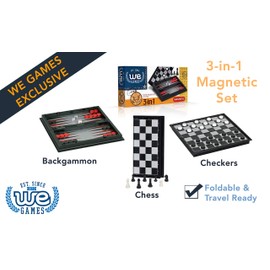 WE Games- 3-in-1 Combination Chess, Checkers and Backgammon Game Set- Travel Size