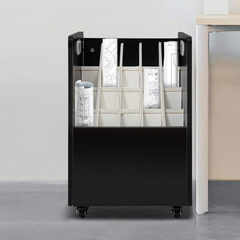 Mobile 20 Slots Blue Print Storage Organizer,Construction Plan Holder,Black