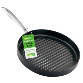 NutriChef 12" Nonstick Grill Pan – PFOA-Free Aluminum Hard-Anodized Pan for Even Heating, Strong Riveted Handles, Suitable for Indoor Cooking, Compatible with Gas, Ceramic, Glass, Halogen Cooktops