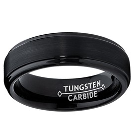 6MM Black High Polish/Matte Finish Men's Tungsten Ring Wedding Band Size 8.5