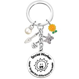 Social Worker Gifts Social Work Month Keychain Thank You Gift for Social Workers Gift Ideas for Retirement Graduation Birthday Christmas Gifts for MSW Coworker Boss Appreciation Presents Keyring