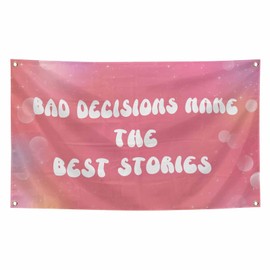 Funny Pink Bad Decisions Make The Best Stories Flag Motivational Fitness Inspirational Decor For Home Gym Wall College Dorm Room Bedroom Office