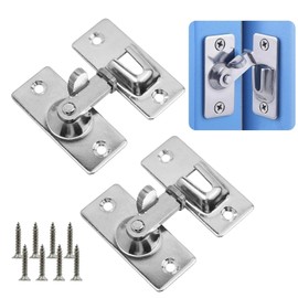 Pack of 2 90 Degree Right Angle Door Lock Hasp Latch, Door Lock 90 Degree Stainless Steel Sliding Door Lock Lockable, 90 Degree Door Latch with Buckle for Wood, Metal and Sliding Doors