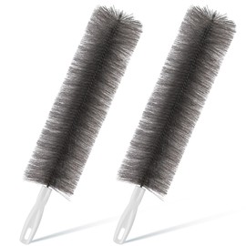 Sliner 2 Pcs Cobweb Duster Bendable Fan Duster Plastic Dust Cleaner Reusable Head Ceiling Brush Microfiber Dirt Remover for Fan Air Conditioning Home Vents Shutters (Gray)