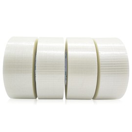 BOMEI PACK 4Rolls Bi Directional Filament Tape, Fiberglass Reinforced Strapping Tape, 6.7mil x 2inch x 55yds