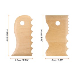 HARFINGTON 2pcs Pottery Ribs Trimming Tools Beech Pottery Profile Wave Design Shaping Texture Rib Beech Wood for Carving Ceramics Clay