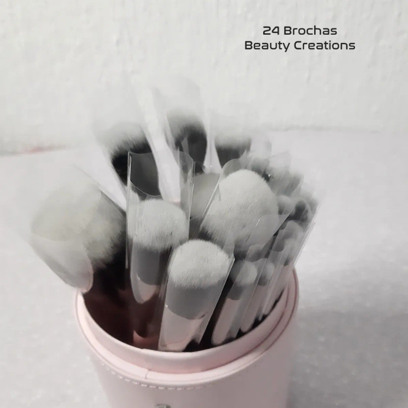 Set De Brochas 24 Piezas Beauty Creations + Estuche Cilindro