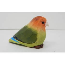 Lovebird Wood Ornament Bird Hanging Figurine Handmade Carved Decor - Artisan Crafted Wood Sculpture
