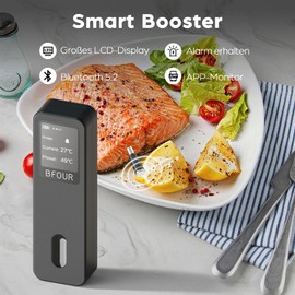 BFOUR 2025 Fleischthermometer kabellos,Smart Bluetooth Grillthermometer,Doppelalarm,App-Überwachung,IP67 wasserdicht,Backofenthermometer für BBQ, Grill, Backofen,Smoker, Rotisserie