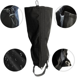 CampTeck U6843 Waterproof Walking Gaiters Polyester (One Size Fits All) Hiking, Walking, Orienteering, Mountaineering, Climbing, Hunting, Snow or Wet Outdoor Adventure - 1 Pair in Black