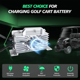 18 AMP 36 Volt Golf Cart Battery Charger for EZGO RXV&TXT with 3-Pin Triangular Plug, 20% Faster & Safer 900W EZGO Charger for Lead Acid Battery, Auto Power-Off Protection, IP67 Waterproof & Portable