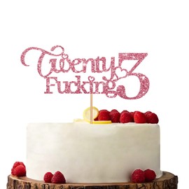 Decoración para tarta de 23 años de edad, color oro rosa, decoración para tartas de cumpleaños o aniversario