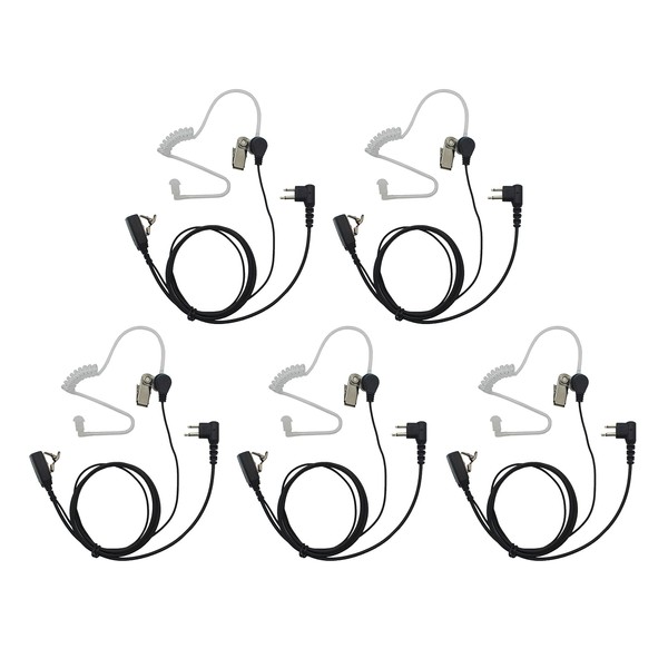 GoodQbuy 2 Pin PTT Mic Covert Acoustic Tube Earpiece Headset is Compatible with Motorola Two-Way Radio RMM2050 GP300 CP200 PR400 CLS1110 (Pack of 5)