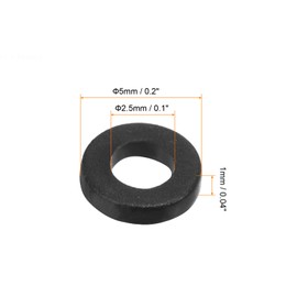PATIKIL M2.5 Nylon Flat Washer, 100 Pack 2.5mm ID 5mm OD 1mm Thick Sealing Spacer Gasket Ring for Faucet Pipe Water Hose Fastener Bolt, Black