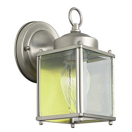 Sunset Lighting F6840-53 Outdoor Wall Sconce with Clear Beveled Glass, Satin Nickel Finish