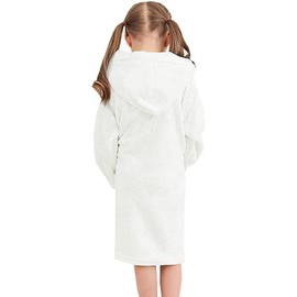 SHUCHENG Kids Girl's Classic Solid Color Robe Soft Flannel Sleepwear Hooded Bathrobes, Baby White, 3 Years = Tag 100