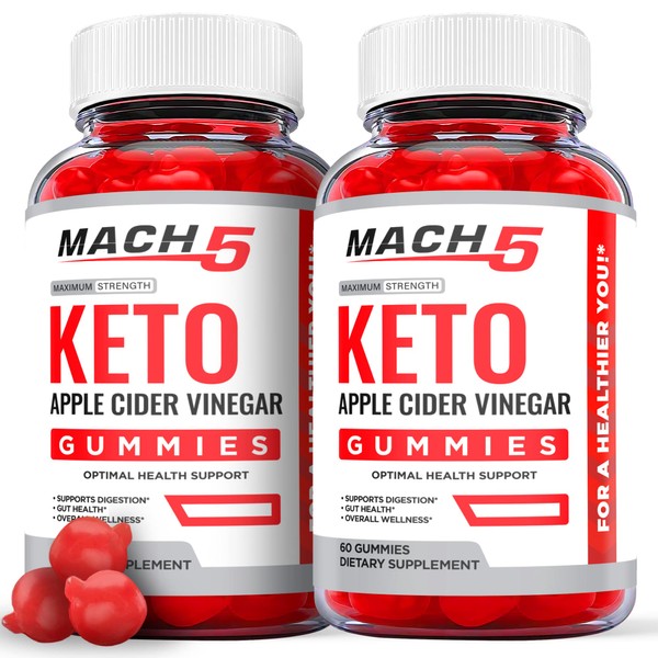 Mach 5 Keto ACV Gummies - Mach5 Keto Gummies with Apple Cider Vinegar, Mach 5 Keto Gummies with ACV for Ketosis - Vegan, Non GMO - Advanced Formula Ketogenic (2 Pack)