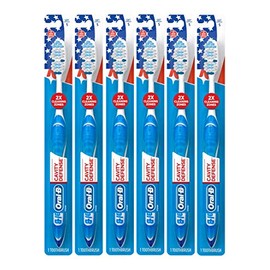 Oral-B Cavity Defense Toothbrush with Cup Shaped Bristles & Tongue Cleaner, Soft - Pack of 6
