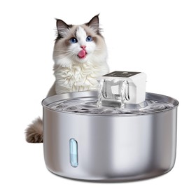 LIFFY Automatic Wireless Pet Water Fountain - 7L/236oz Slow Water Bowl for Cats & Dogs, Motion Sensor Stainless Steel Dispenser with Quiet Pump, Cordless Filtered Water Bowl for Continuous Fresh Flow