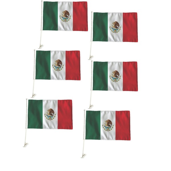 Lot 6pcs  MEXICO  FLAGS Car  Window  Flag  MEXICAN World Cup Soccer  18" X 12"