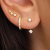 3 Pairs Sterling Silver Stud Hoop Earrings Set for Women