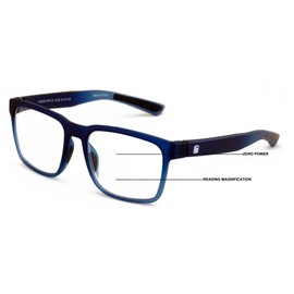 V.W.E. Men Progressive Reading Glasses No Line Clear on Top Bifocals Reader - Rectangular Matte Sport (Matte Blue, 1.50, x)