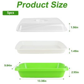 SDLDEER Seed Sprouting Tray, 5 Packs Microgreens Growing Trays Big Capacity Sprouts Growing Kit Soil-Free Sprouter Tray for Sprouting Seeds, Beans, Wheatgrass (with Lids)