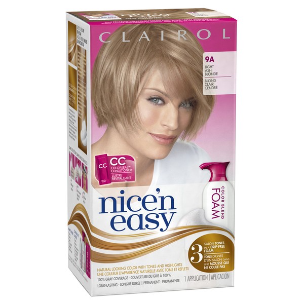 Clairol Nice 'n Easy Foam Hair Color 9A Light Ash Blonde 1 Kit (packaging may vary)